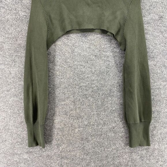 New Ashley Stewart Cropped Top Women 14/16 Gray High Neck Long Sleeve Rayon - Picture 4 of 9